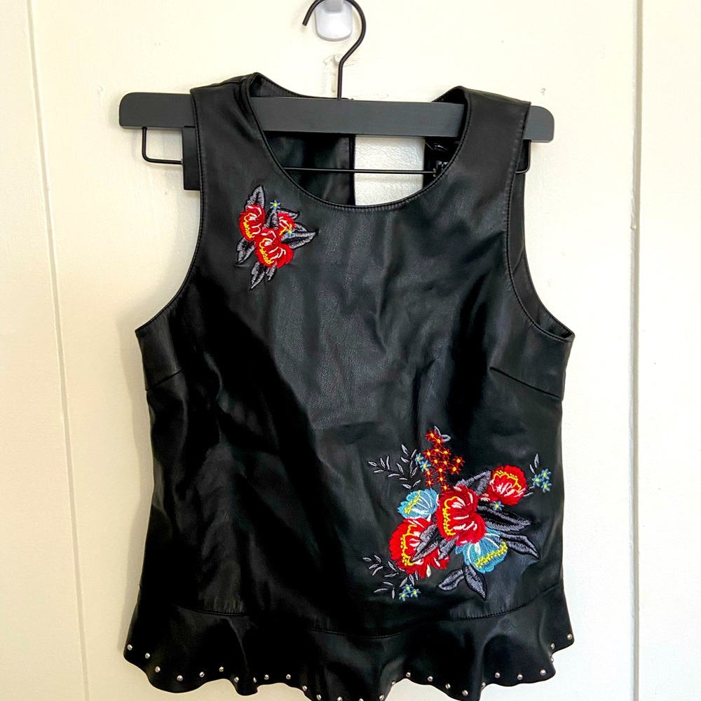 Faux leather top